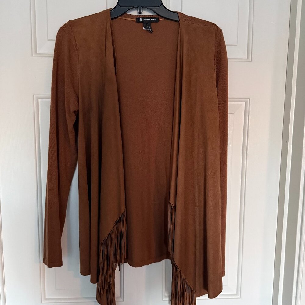 INC Fringed Cardigan L